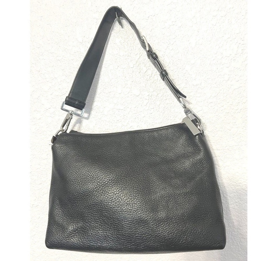 Michael‎ Kors Leather Shoulder Bag Black Pebbled Dual Zip Snap  05/2015 READ - Picture 2 of 9